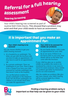 Referral for a Full Assessment (B4 School Hearing Screening)